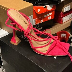 Fashion Nova Hot Pink Strappy Heels